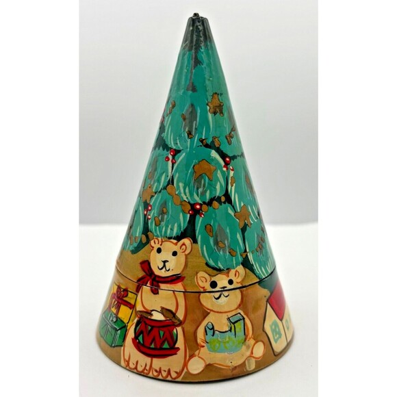 Dept 56 Wooden Nesting Christmas Trees Toys Set of 3 Handpainted Vintage - Picture 16 of 16